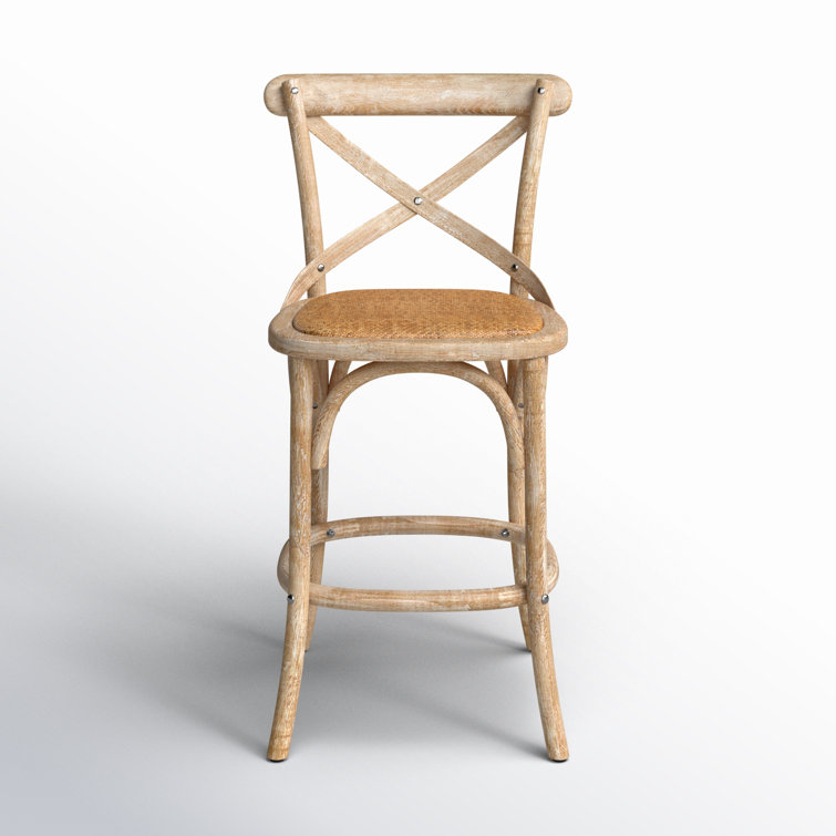 Natural Oak and Banana Leaf Woven Counter Stool