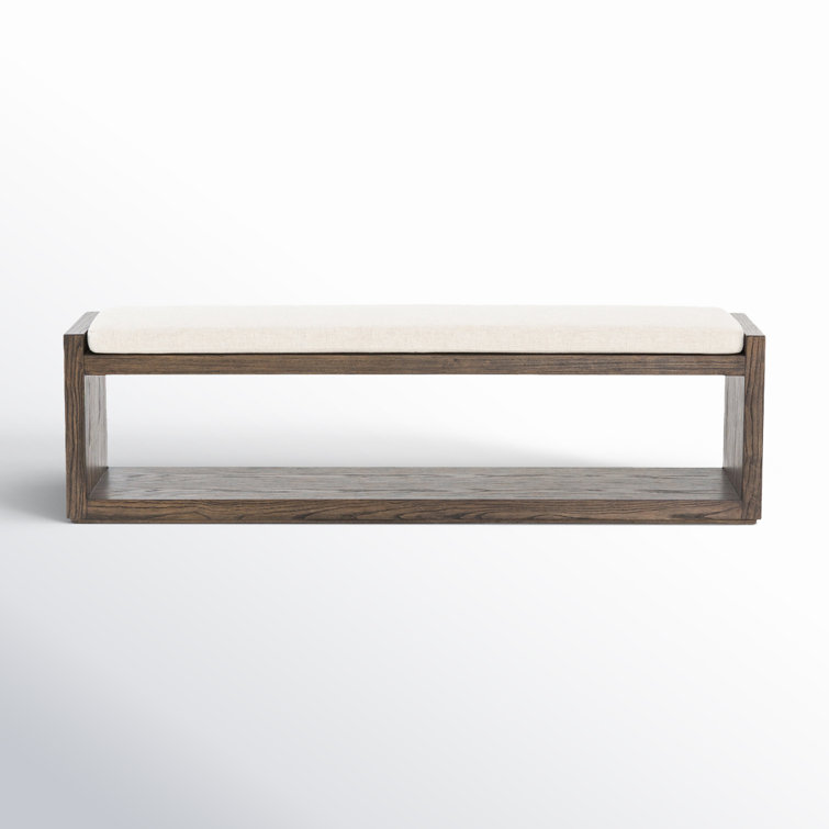 67'' Cedar-Finished Nettlewood Upholstered Bench in Brown/Cream