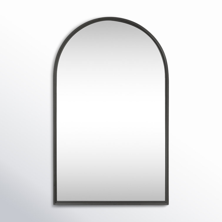 Matte Black Arched Metal Bathroom Wall Mirror