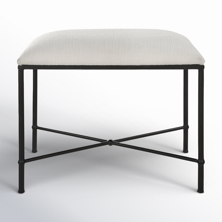 Avenham 24" Transitional Iron Framed Bench in Crisp White