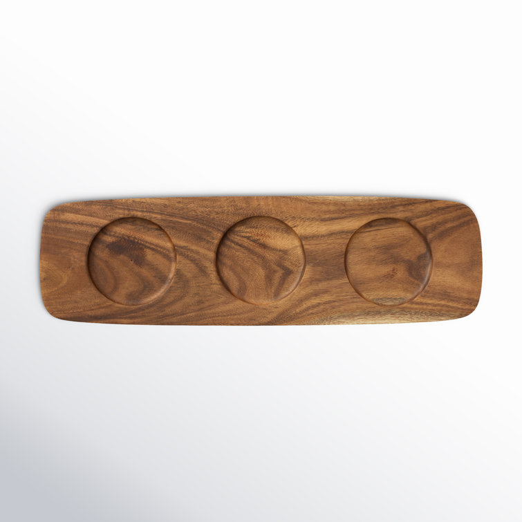 Acacia Wood Tray for Dip Bowls, 31 x 10 cm