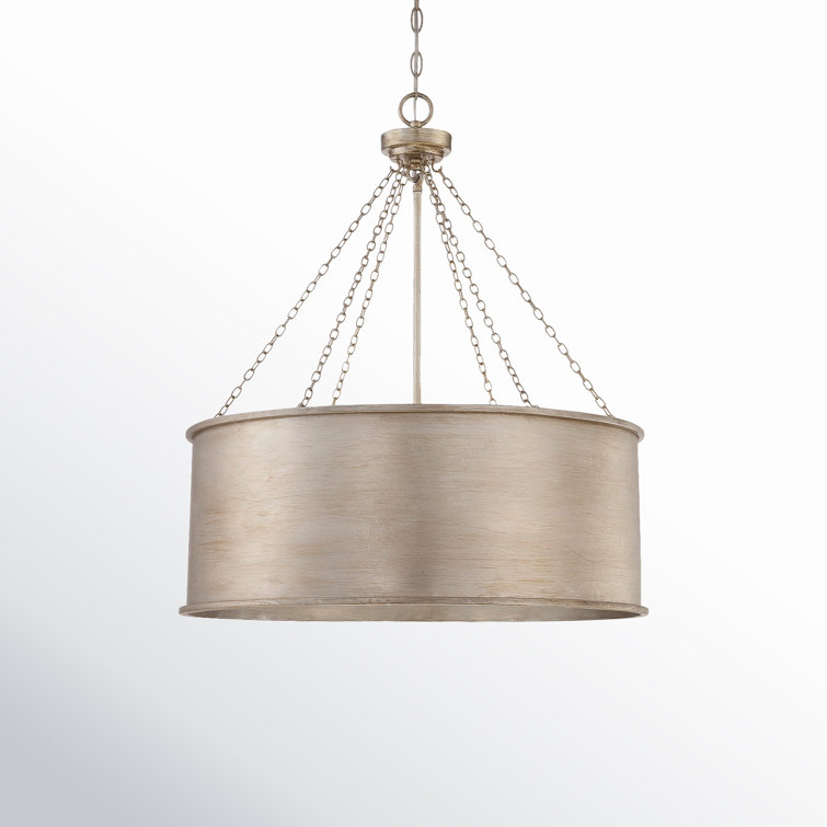Elegant Silver Patina 6-Light Drum Chandelier for Bohemian Interiors