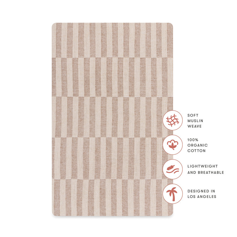 Organic Cotton Cocoa Stripe Muslin Bassinet Sheet