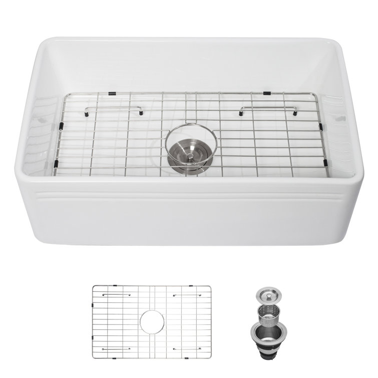 30-Inch White Ceramic Farmhouse Apron-Front Kitchen Sink