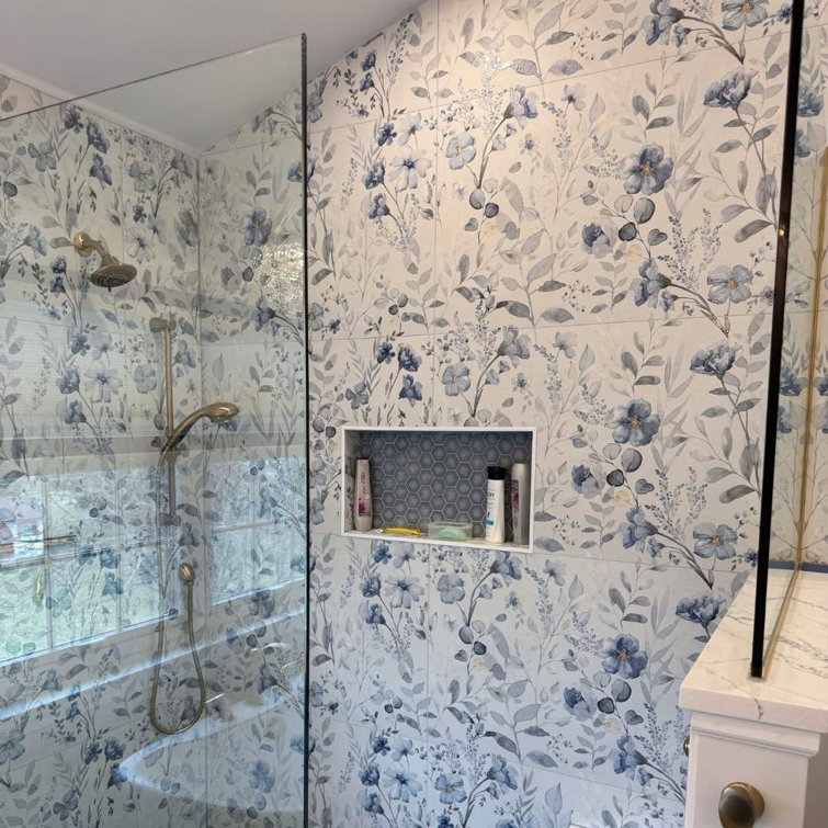 Sakura 24" x 48" Glossy Porcelain Floral Wall and Floor Tile