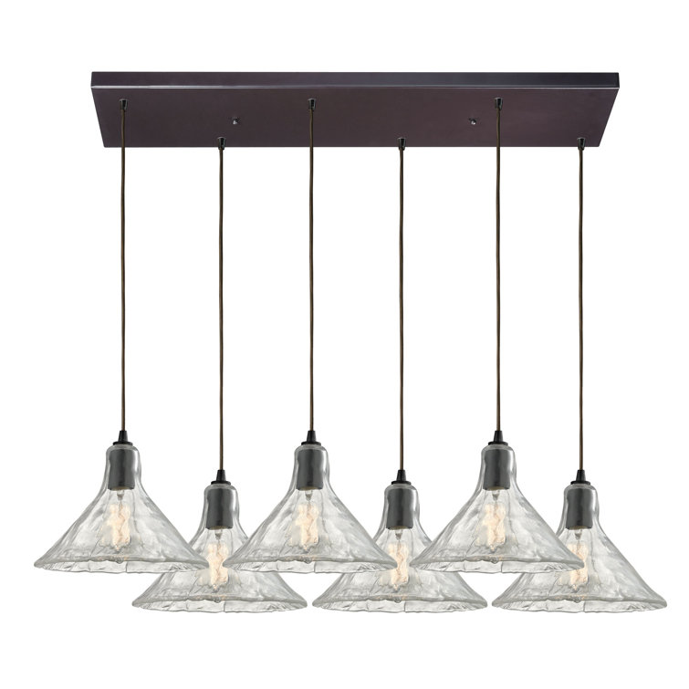 Oil Rubbed Bronze 6-Light Glass Pendant Chandelier