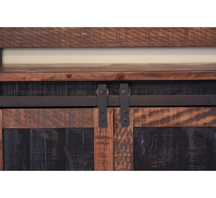 Dosha Black and Brown Solid Wood Rustic Kitchen Island