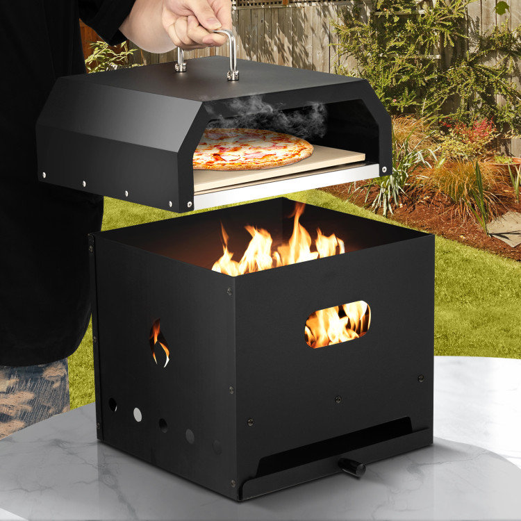 Black Stainless Steel 4-in-1 Outdoor Portable Pizza Oven