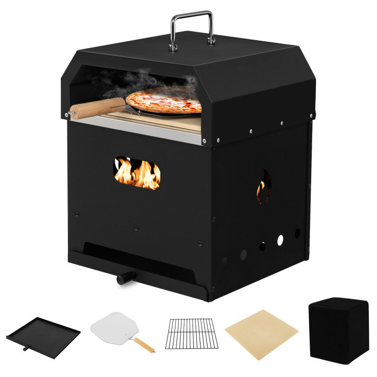 Black Stainless Steel 4-in-1 Outdoor Portable Pizza Oven