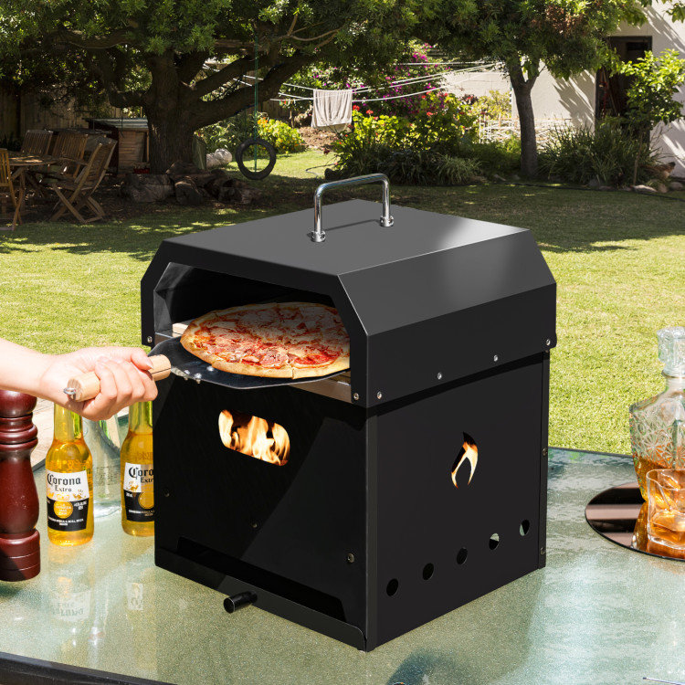 Black Stainless Steel 4-in-1 Outdoor Portable Pizza Oven