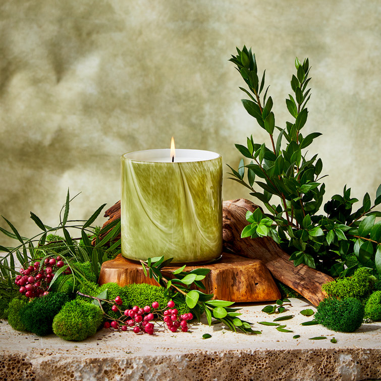 15.5oz White Andean Myrtle Soy Candle in Hand Blown Glass