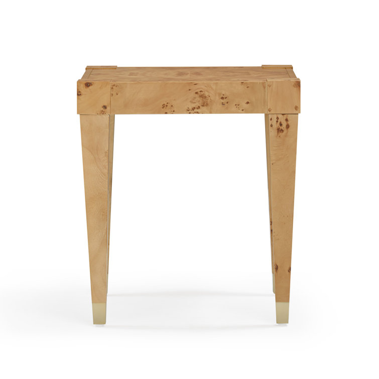 Honey Acacia Wood and Rustic Brass Square End Table