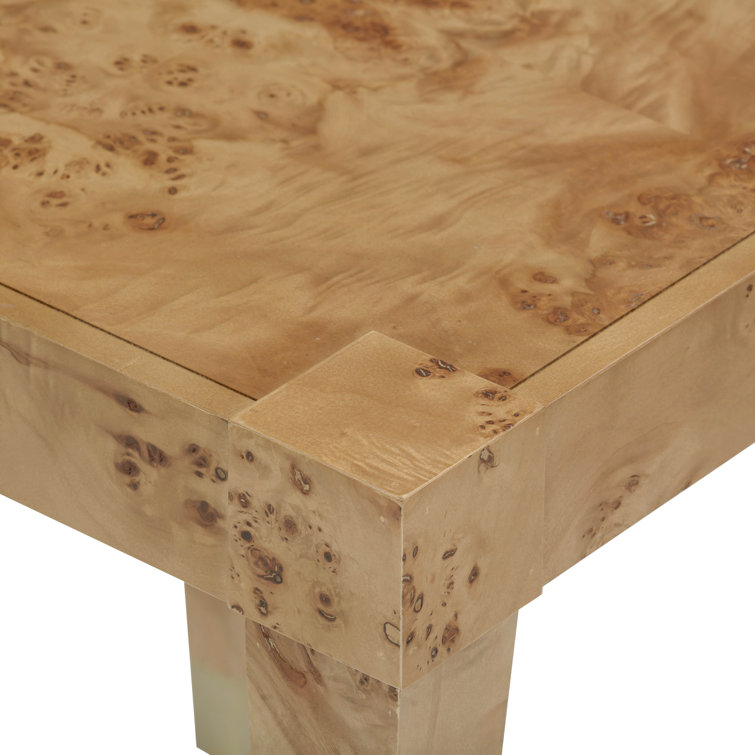 Honey Acacia Wood and Rustic Brass Square End Table