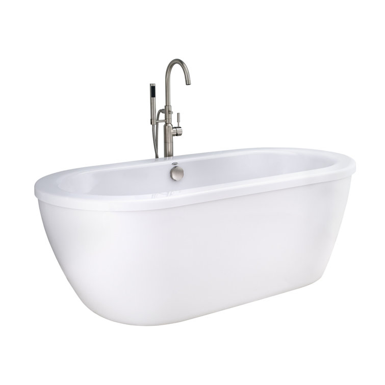 Cadet 66'' Arctic White Acrylic Freestanding Soaking Bathtub