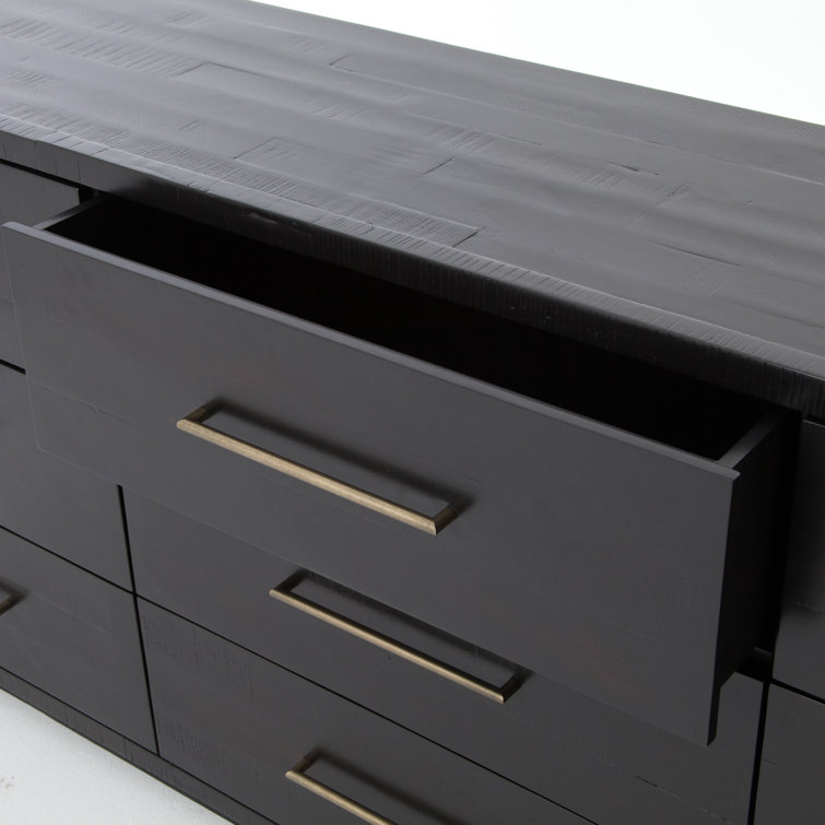 Alexa 88" Burnished Black Acacia 9-Drawer Dresser