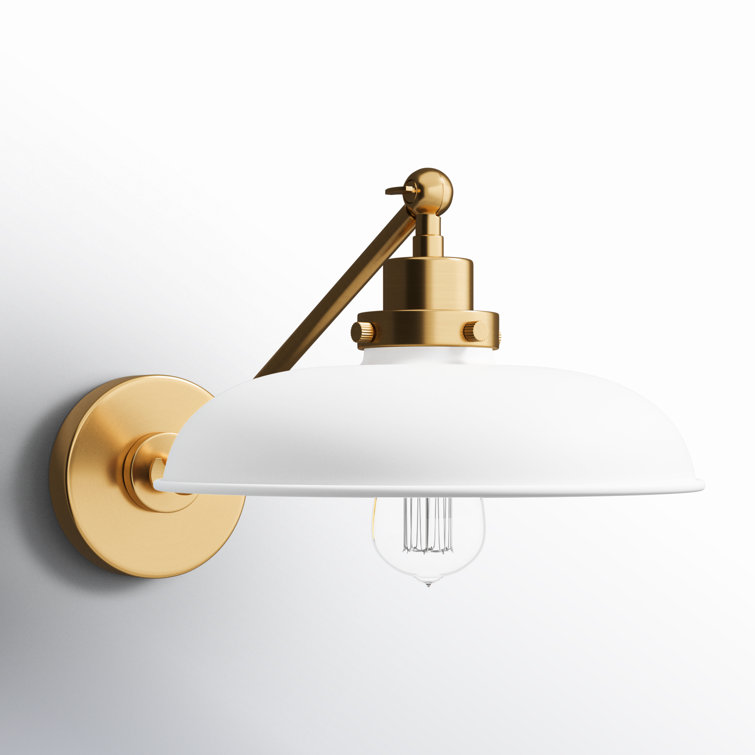 Wellfleet Matte White & Burnished Brass Dome Task Sconce