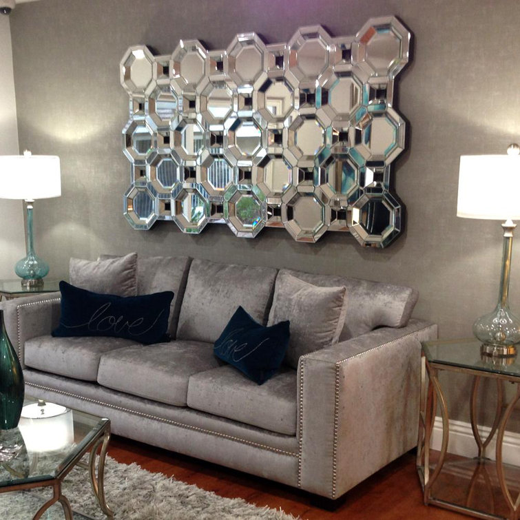 Elegant 75'' Beveled Wood Frame Mosaic Mirror