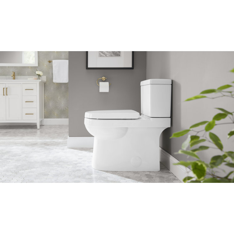 White High Efficiency Two-Piece Elongated Toilet with Soft Close Lid