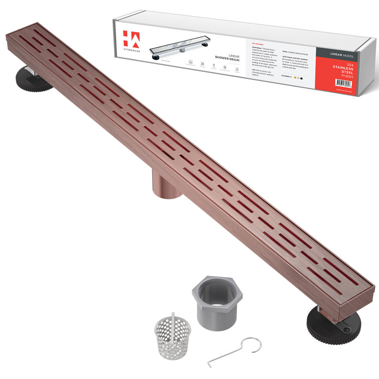 36" Polished Copper Stainless Steel Linear Shower Drain