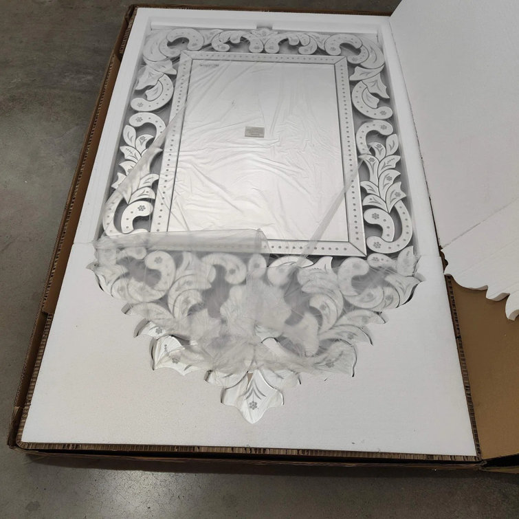 Silver Hand Painted Venetian Wood Wall Mirror