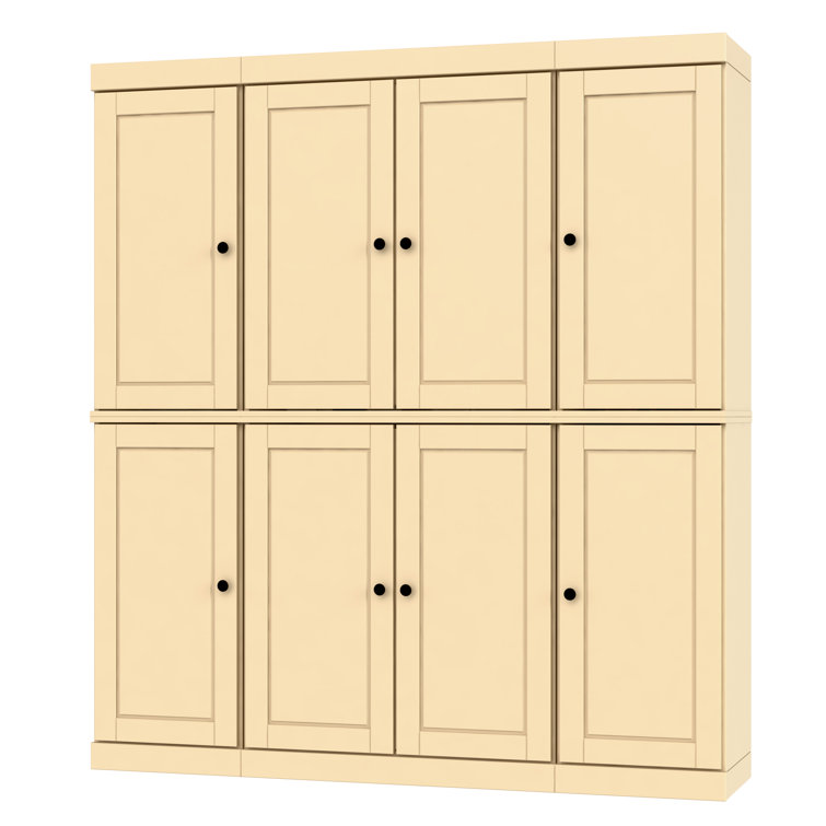 Yellow Raised Panel Solid Wood 65" Pantry Cabinet