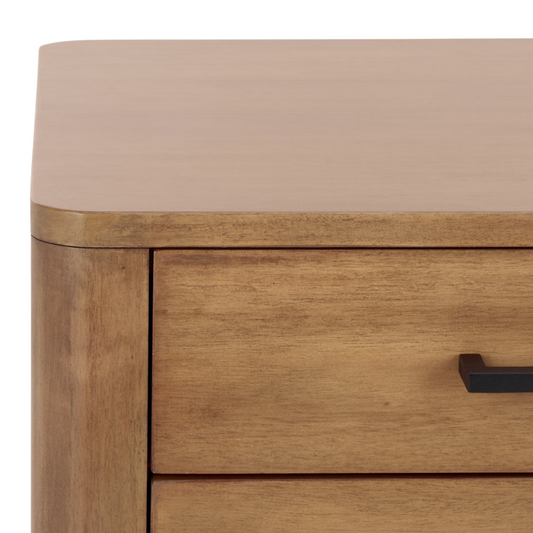 Natural Mahogany Wood Transitional 3-Drawer Nightstand