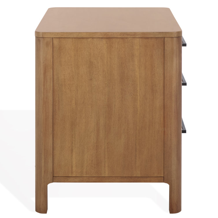Natural Mahogany Wood Transitional 3-Drawer Nightstand