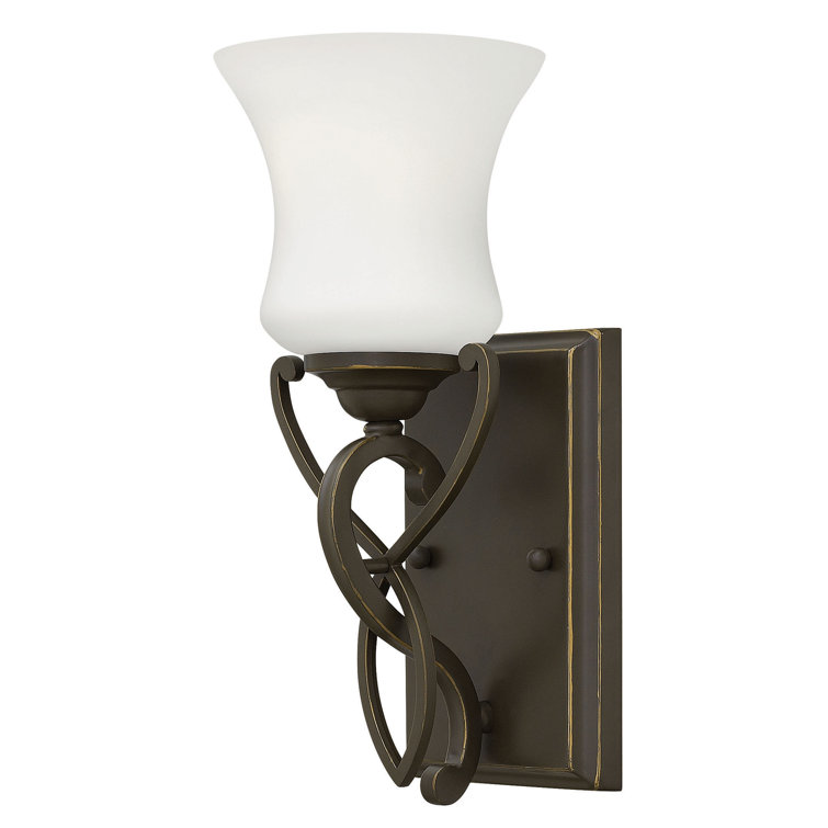 Olde Bronze Outdoor Dimmable Wall Sconce with Etched Opal Glass
