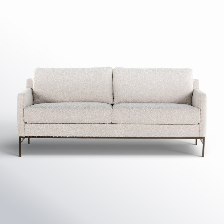 Knoll Natural Tufted Fabric Sofa with Metal Base