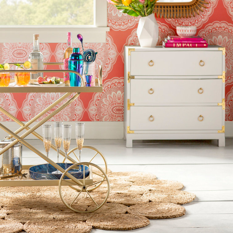Transitional Glossy White Mango Wood 3-Drawer Dresser
