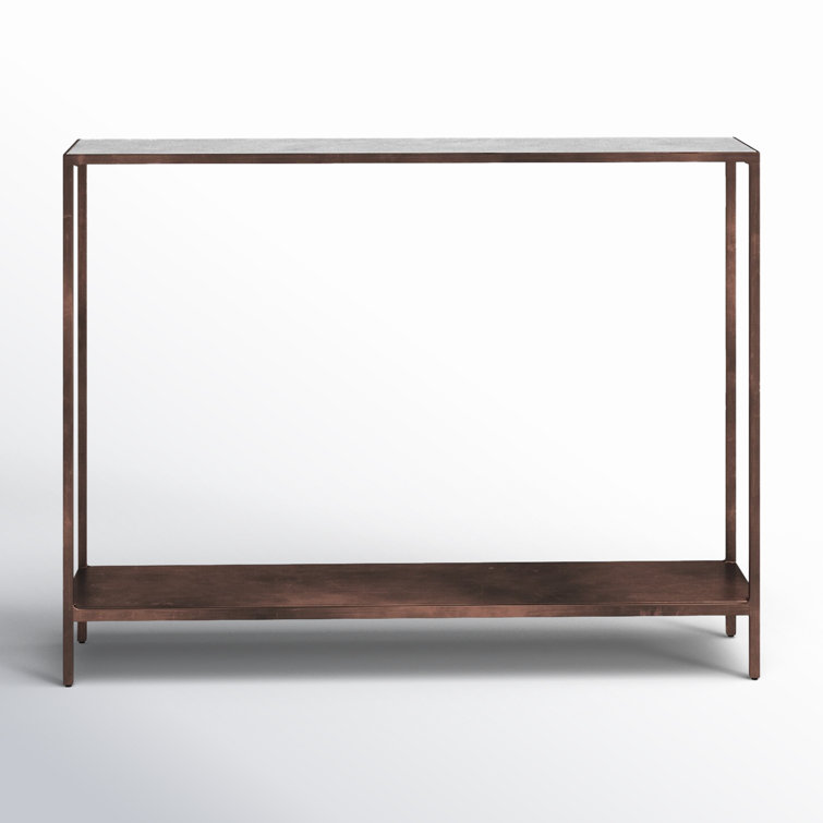 Henriette Contemporary 42'' Brown/White Marble & Metal Console Table with Storage