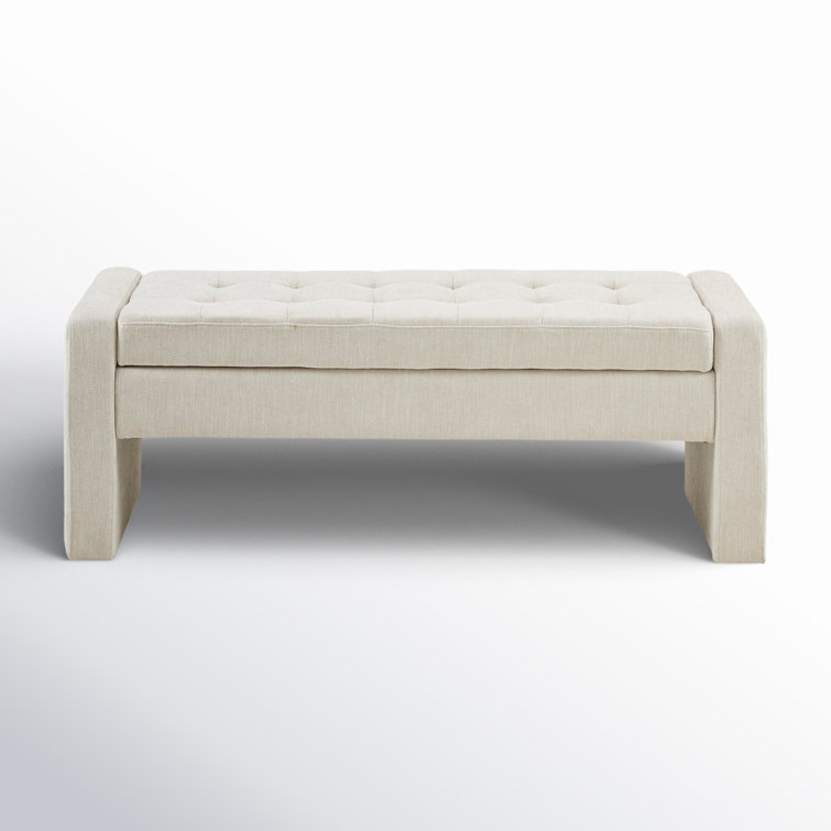 Gillian Cream Upholstered Storage Bench with Flip Top