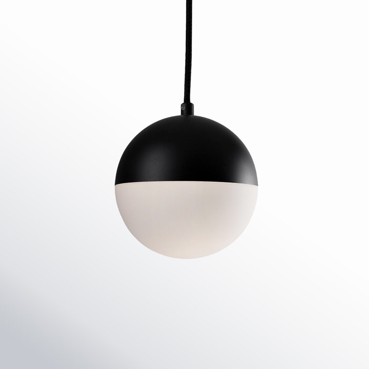Monae 6" Black Metal and Glass LED Pendant Light