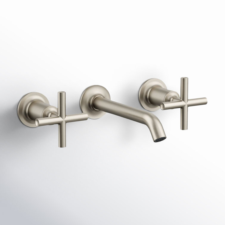 Purist Vibrant Brushed Nickel Wall-Mounted Double Handle Faucet