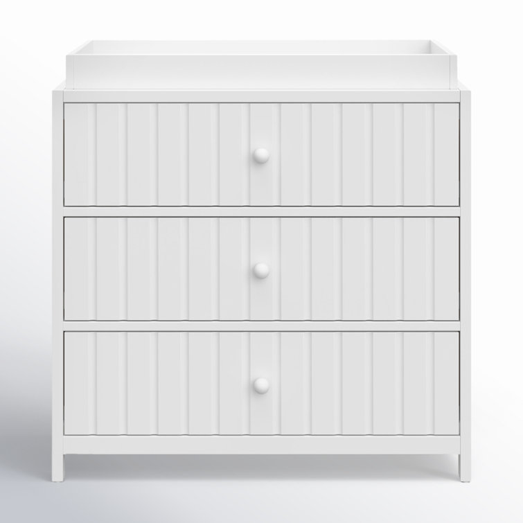 White 3-Drawer Chest with Changing Table Topper