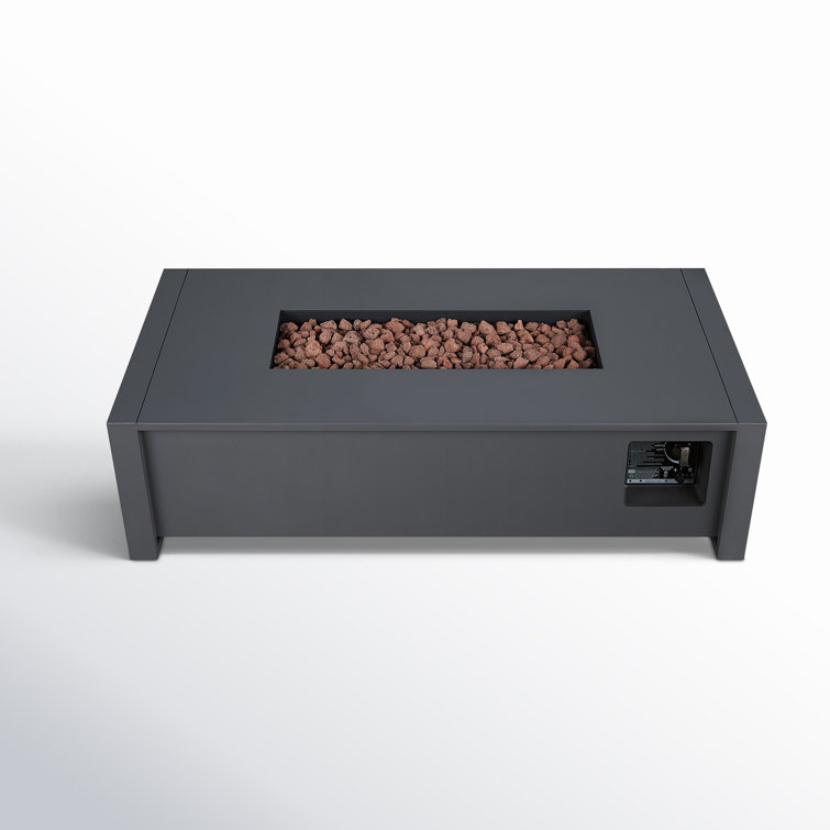 Sleek Gray 52" Aluminum Gas Fire Pit Table with Adjustable Flame