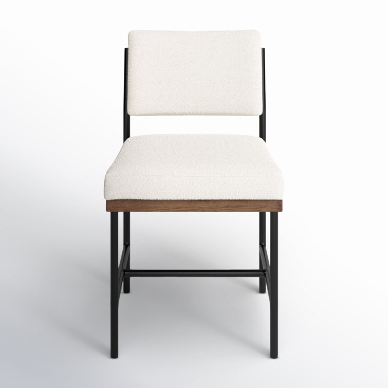 Ellie Contemporary White Leather Side Chair with Metal Frame