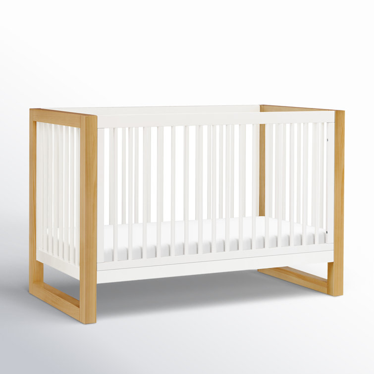 Nantucket White and Honey 3-in-1 Convertible Crib with Toddler Bed Kit