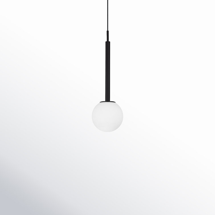 Midnight Black Frosted Glass Globe Pendant Light