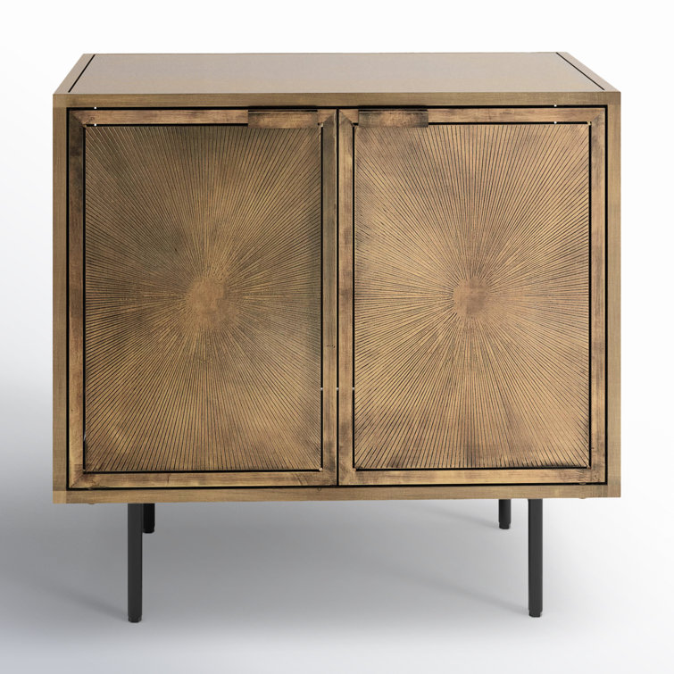 Argonaut 25" Industrial Brown Metal Nightstand with Etched Sunburst