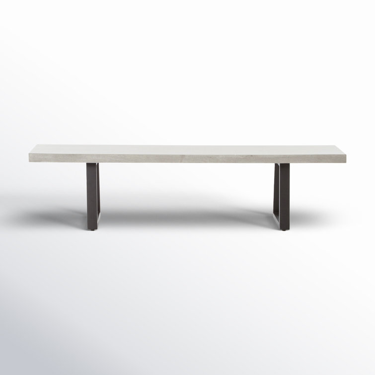 Gray Lava Stone Top Indoor/Outdoor Dining Bench with Iron Legs
