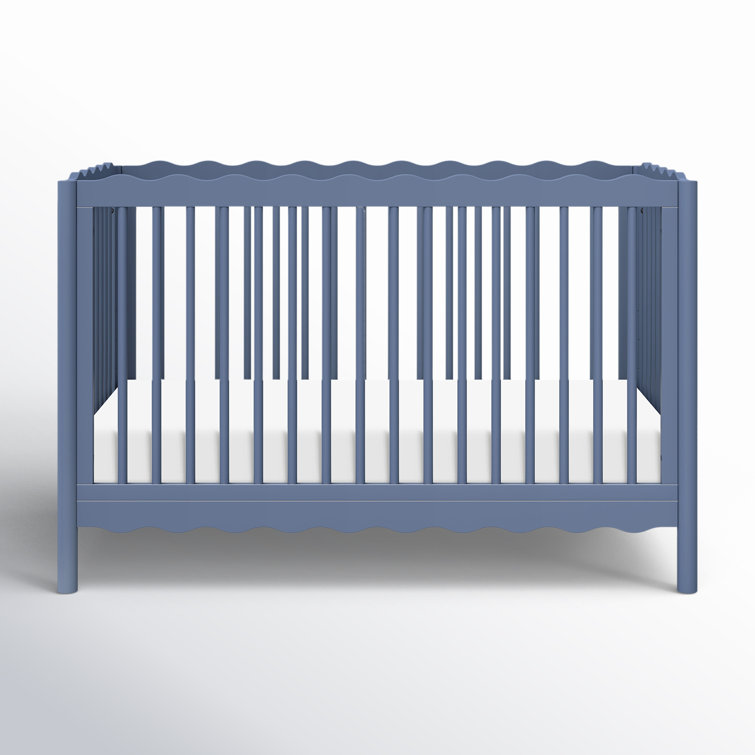 Cove Blue Pine Wood 4-in-1 Convertible Crib with Toddler Bed Kit