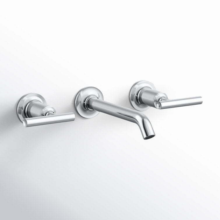 Purist Polished Chrome Double Handle Wall-Mounted Bathroom Faucet