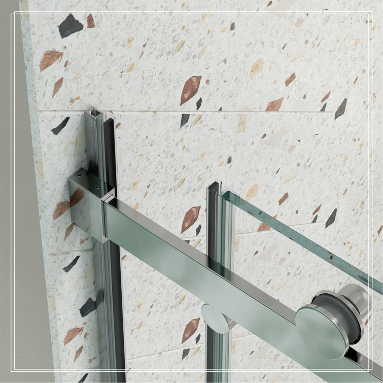 Chrome 58" x 56" Tempered Glass Sliding Shower Door