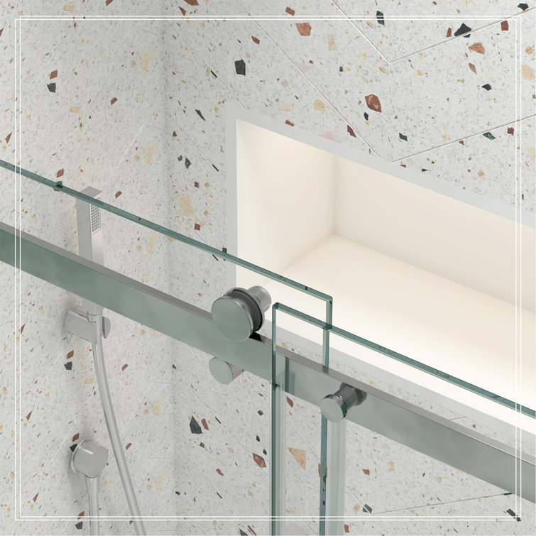 Chrome 58" x 56" Tempered Glass Sliding Shower Door