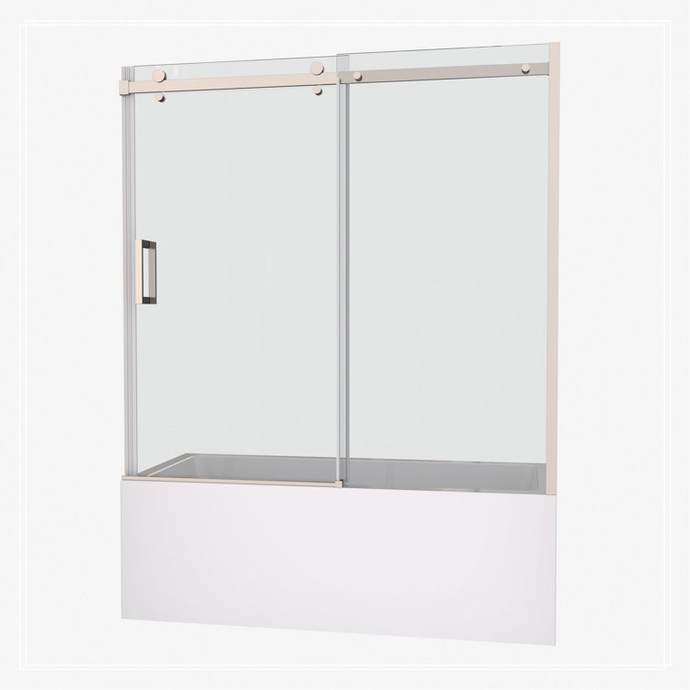 Chrome 58" x 56" Tempered Glass Sliding Shower Door