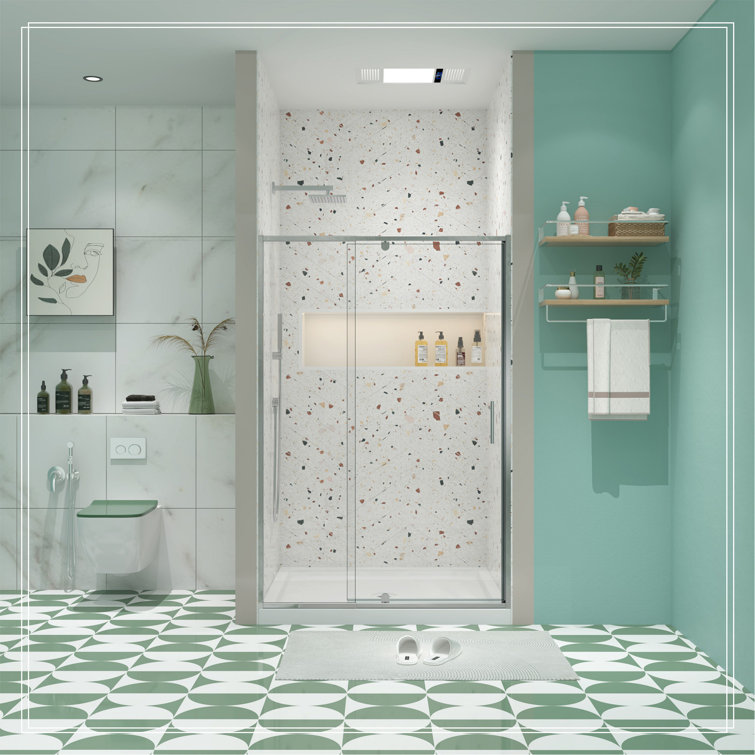 60 in. Chrome Framed Pivot Shower Door with Clear Glass