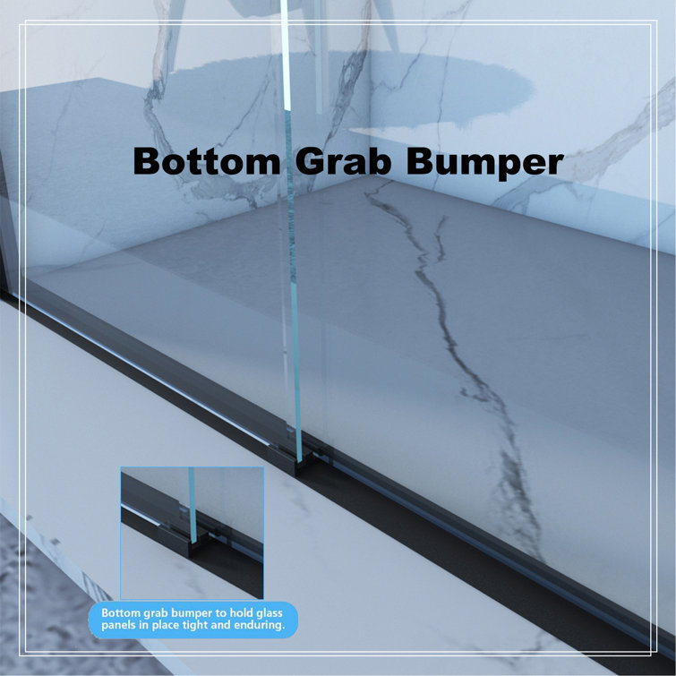 60" Matte Black Semi-Frameless Sliding Glass Shower Door