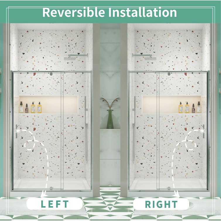 60 in. Chrome Framed Pivot Shower Door with Clear Glass