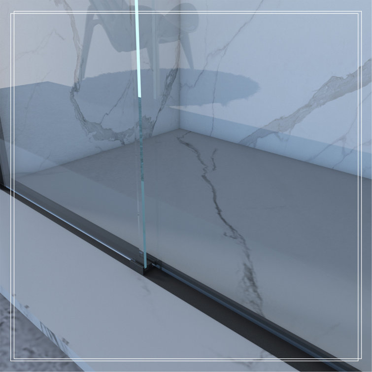 60" Matte Black Semi-Frameless Sliding Glass Shower Door